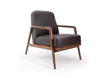 Design accent: Armchair in trendy color with simple wooden frame new